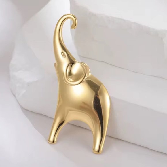 Anthropologie Jewelry - Elephant Gold Stainless Steel Waterproof Brooch